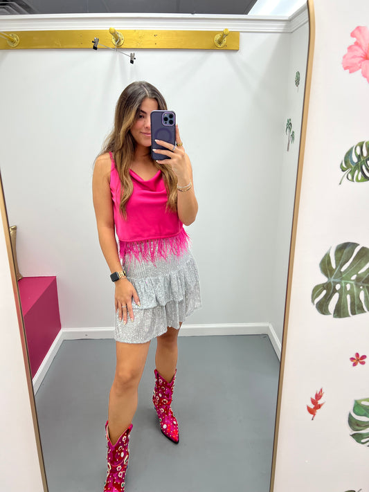 Sequin Mini Skort Silver