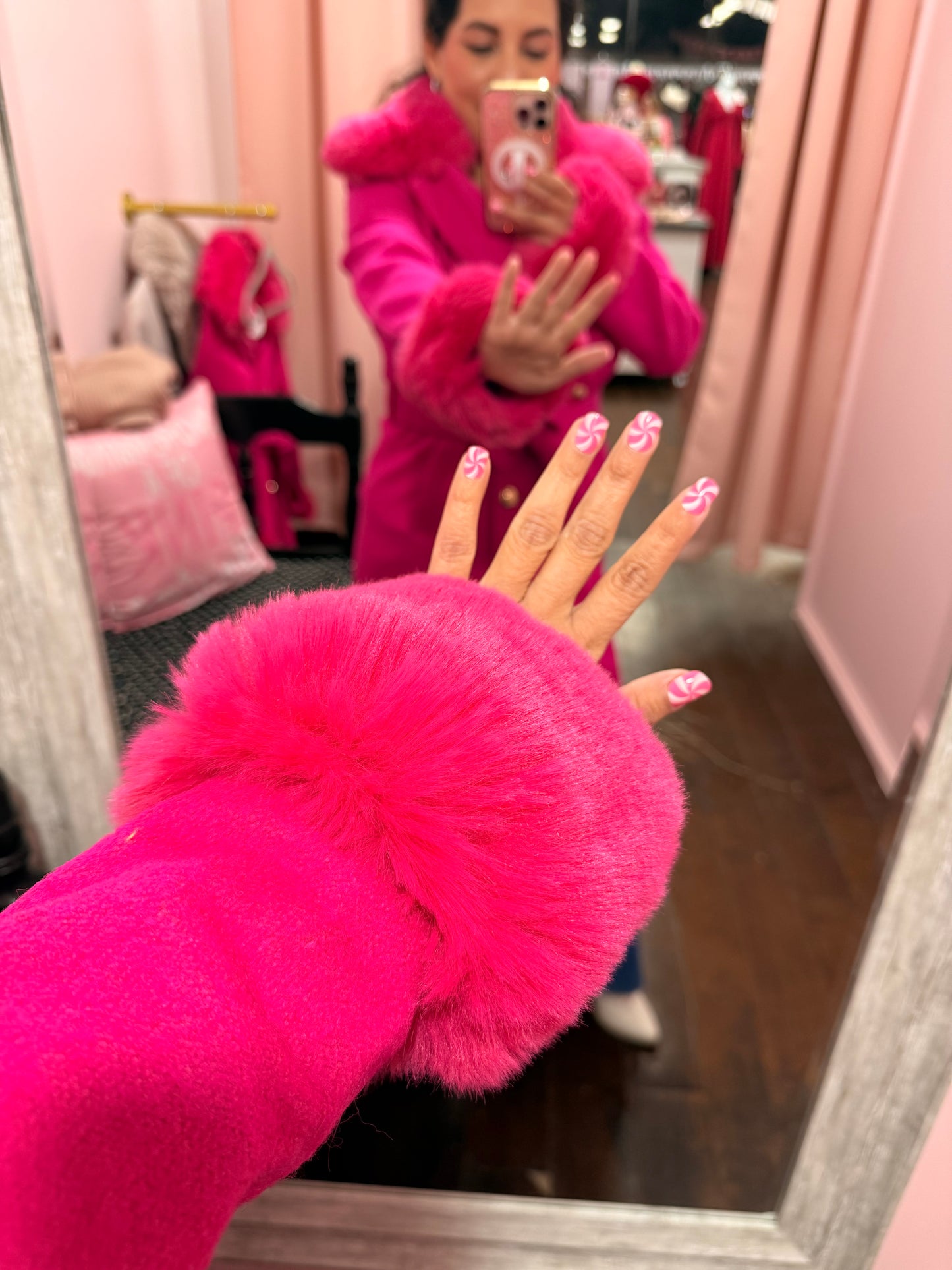 Iconic Faux Fur Belted Coat – Hot Pink