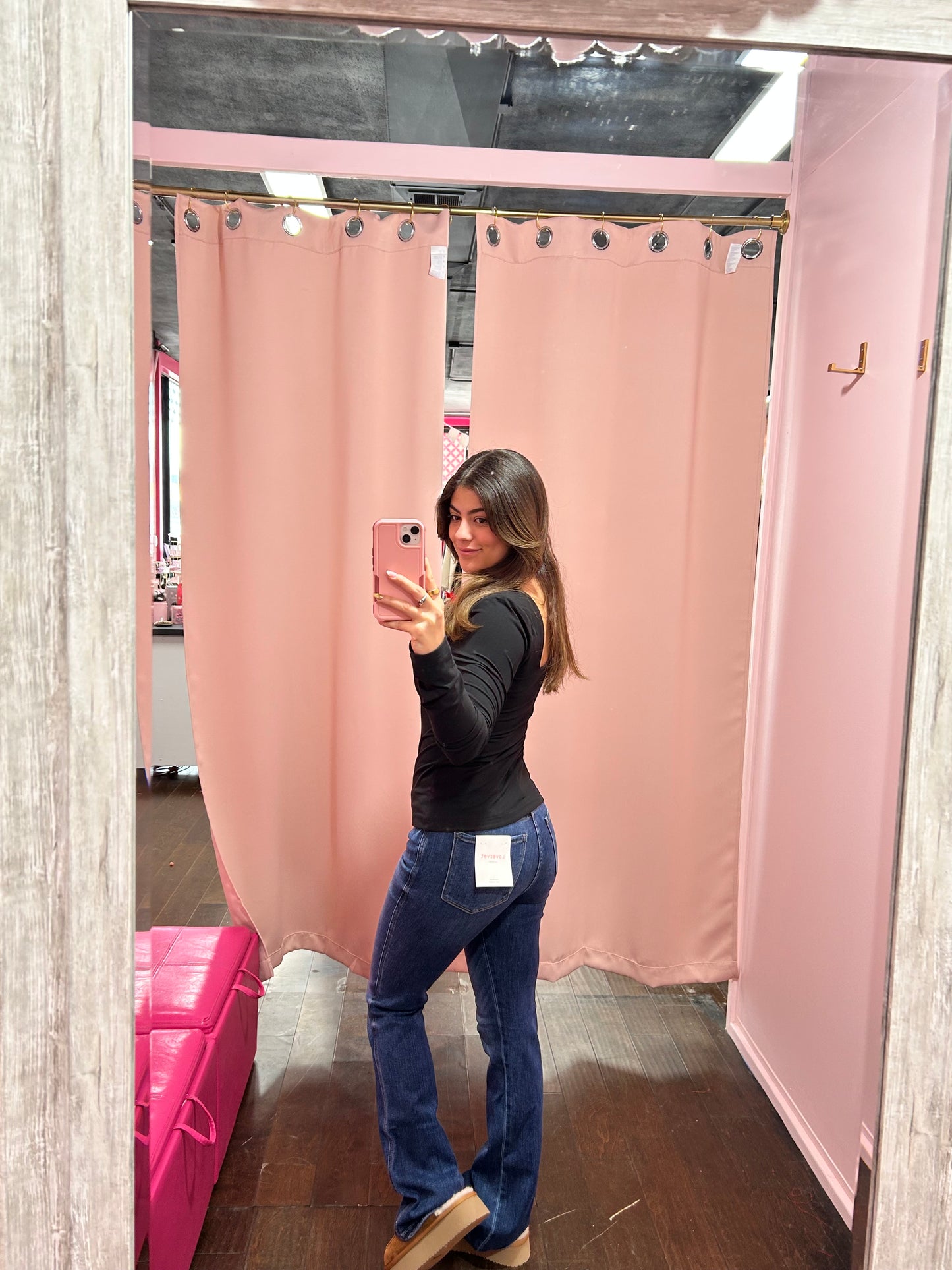 Square Neck Long Sleeve Top Black