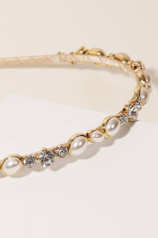 Rhinestone And Pearl Studded Headband