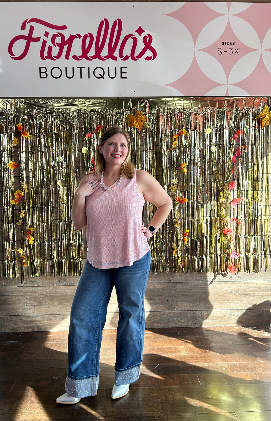 Shine On Sequin Tank Powder Pink