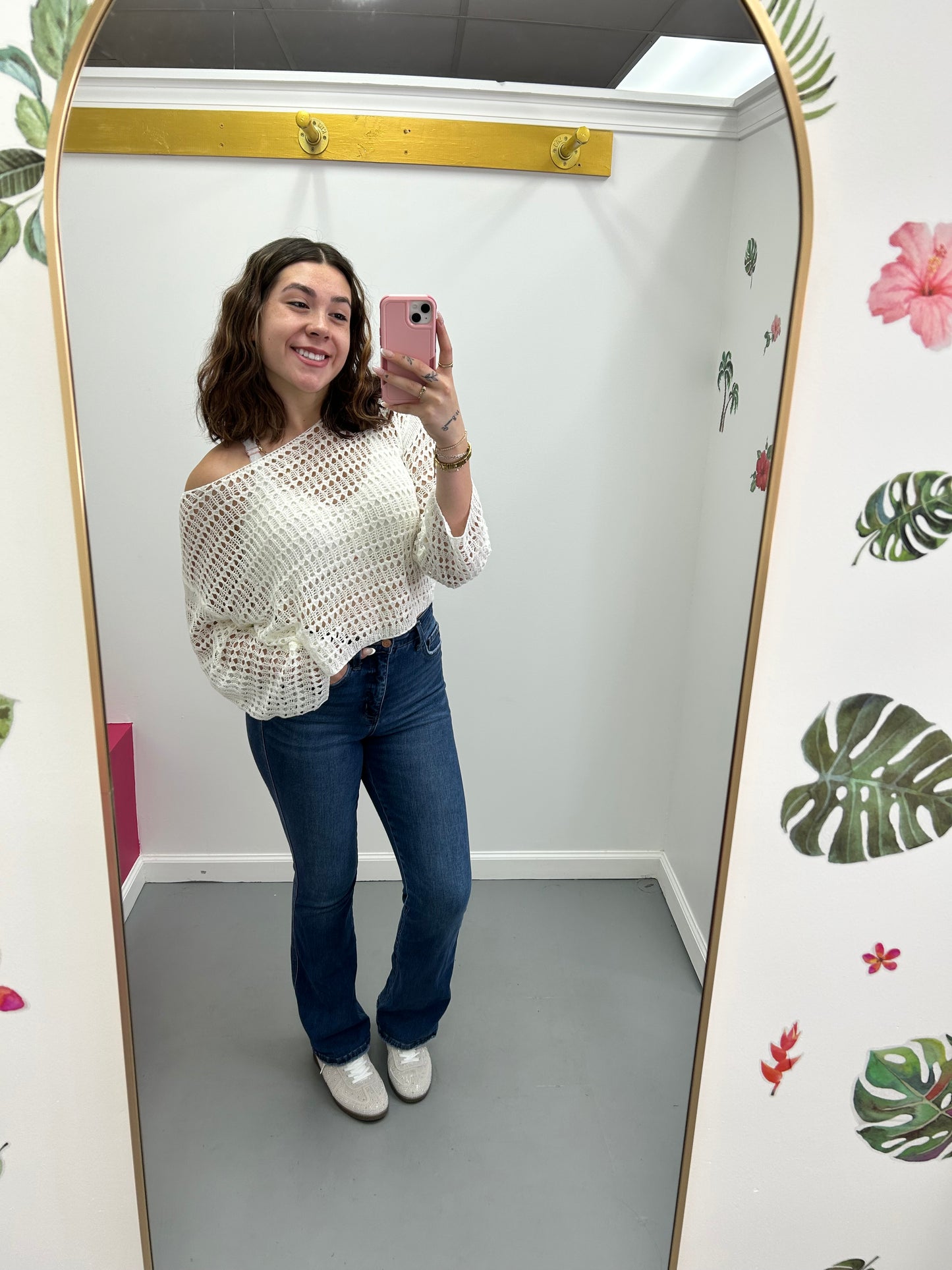 Wide Sleeve Crochet Crop Top