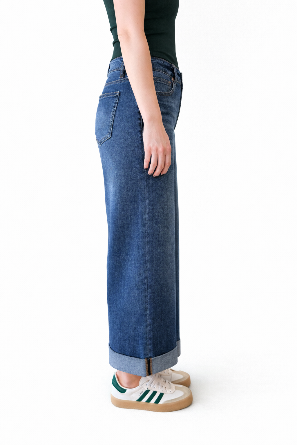26.5"-32.5" Wide Leg Cuffed Jeans