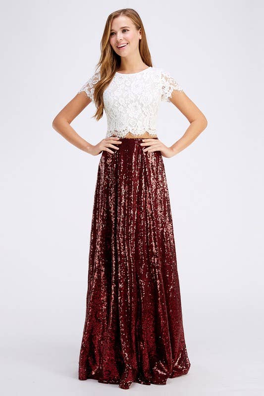 Sequin Maxi Skirt Ruby