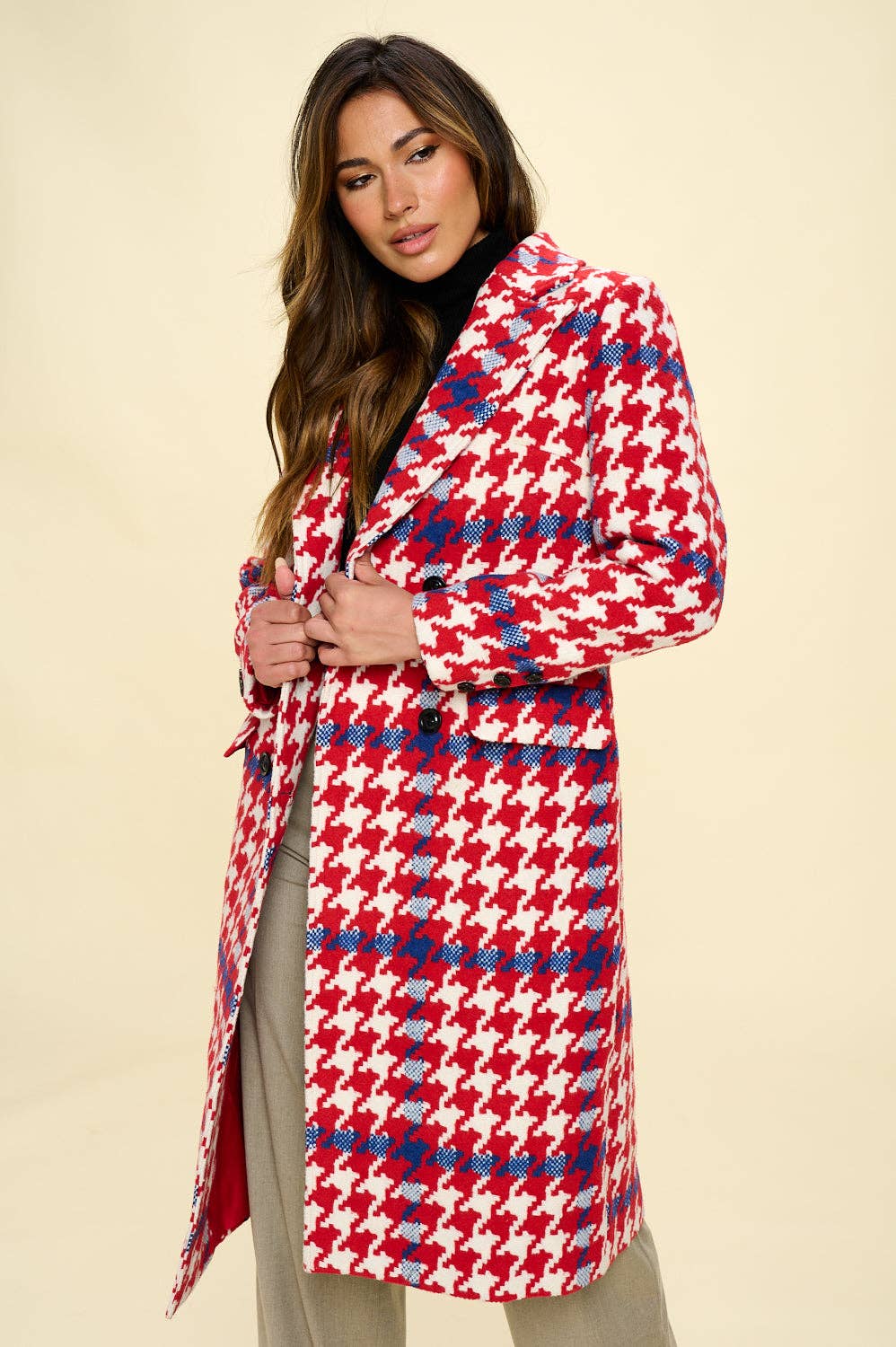 Red Houndstooth Coat