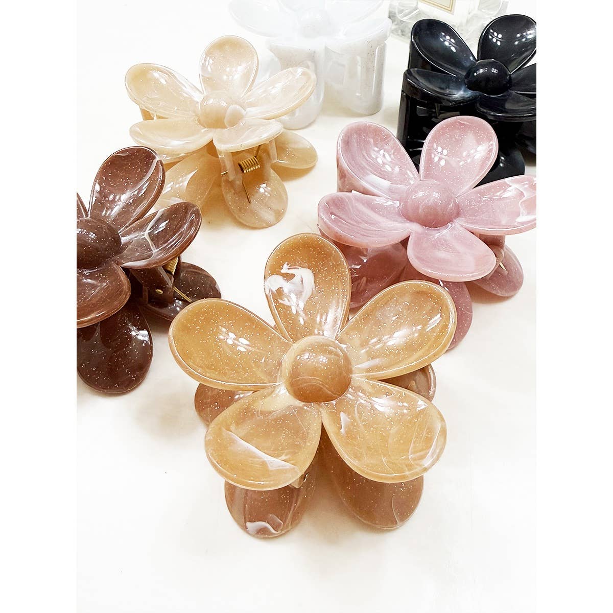 Glittered Daisy Hair Clip