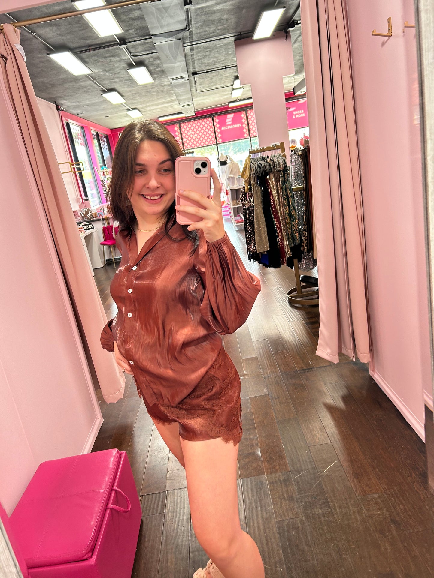 After Dark Satin Blouse Espresso