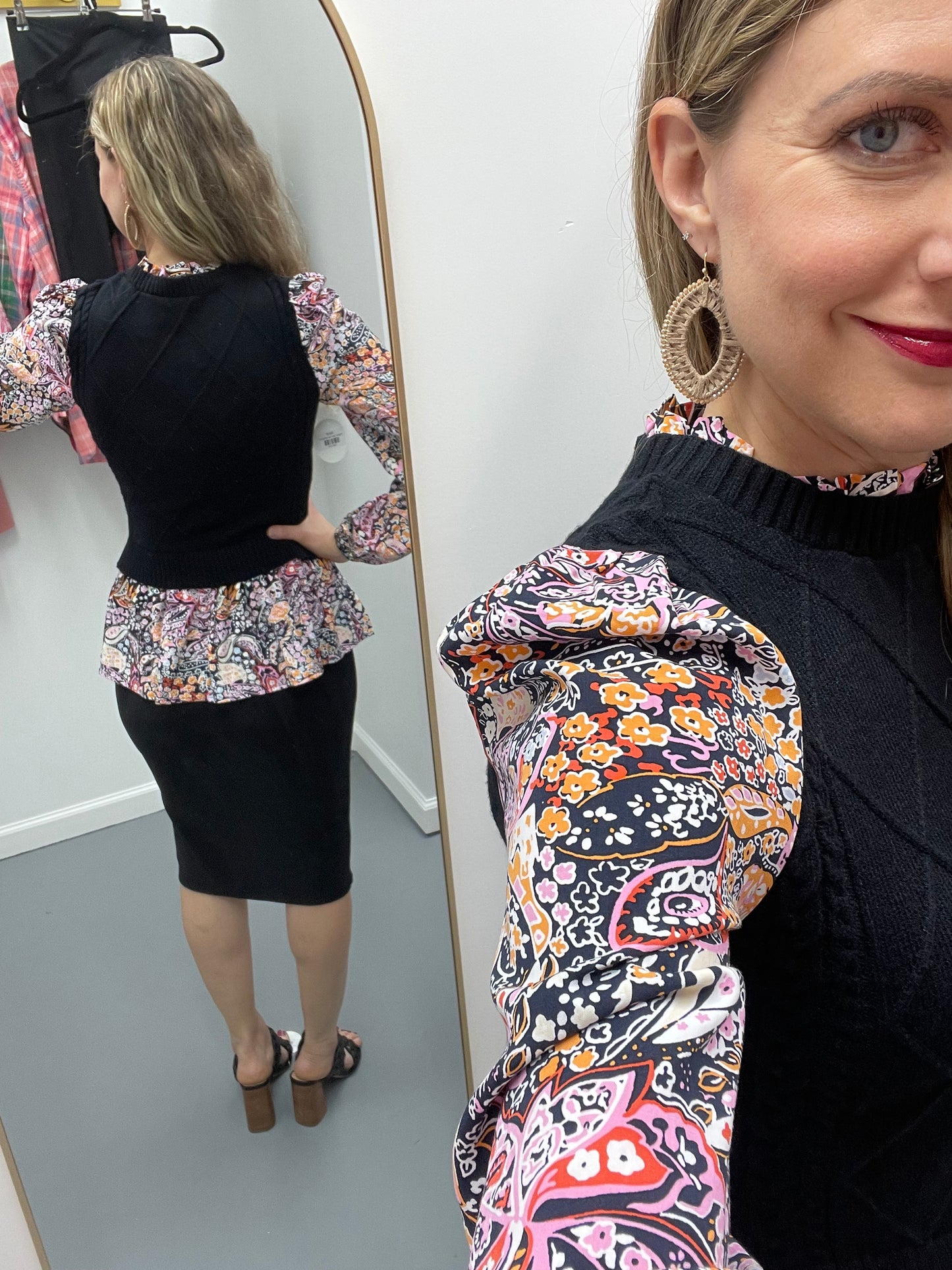 Pencil Skirt Side Slit Black