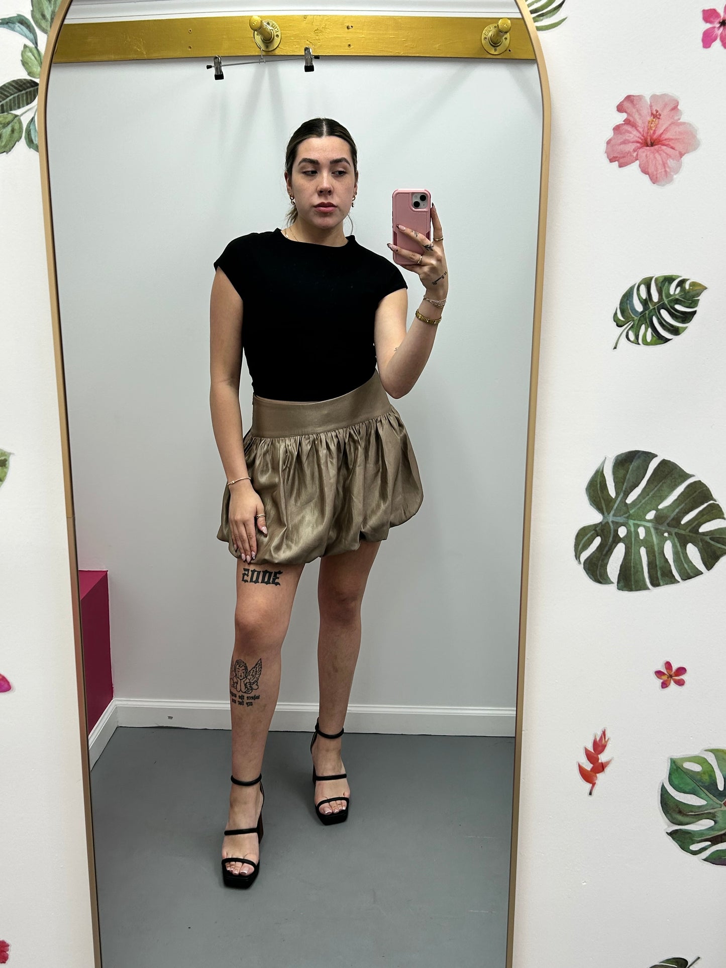 Mini Bubble Skort Tan