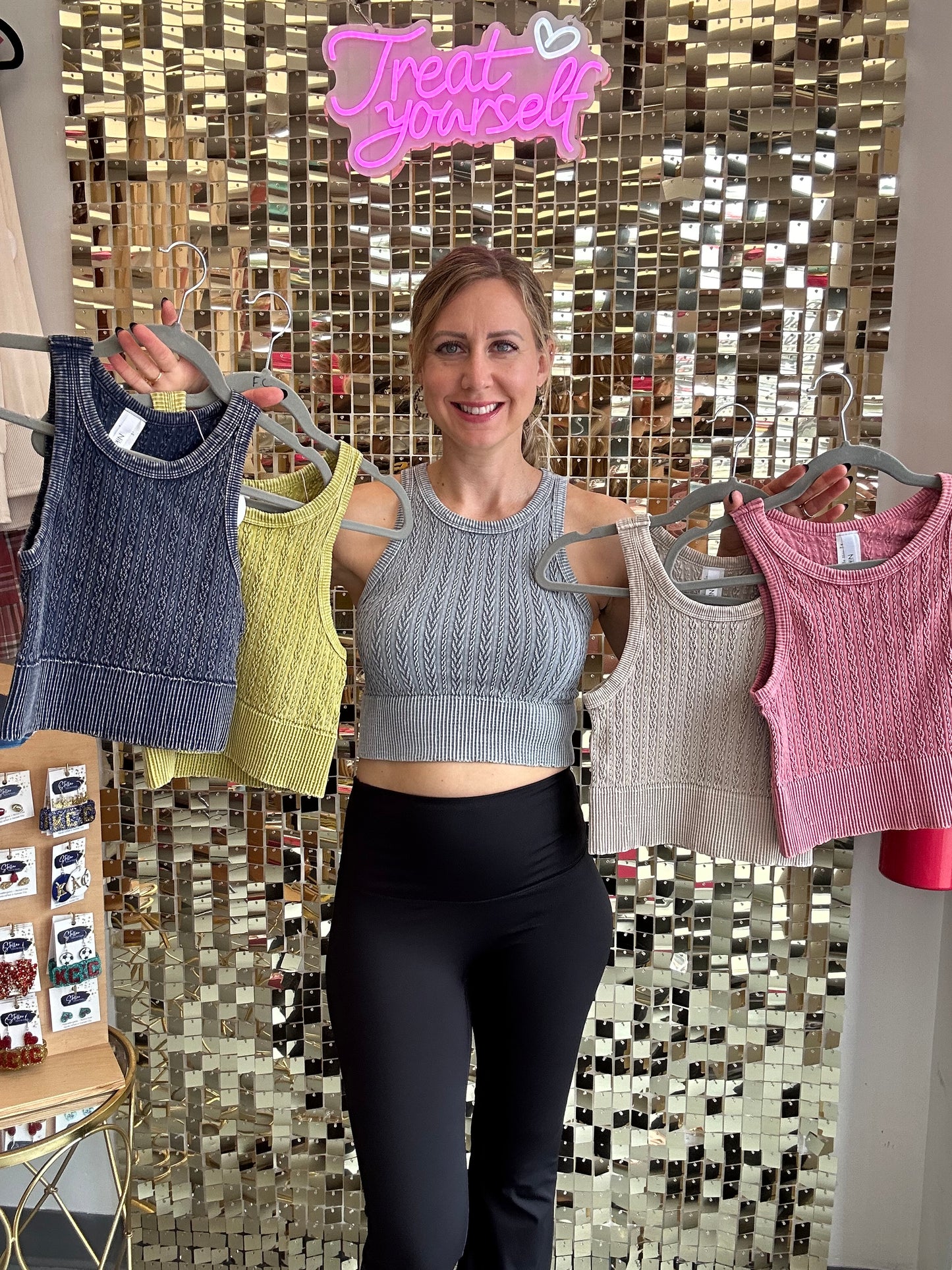 Cable Knit Cami Gray