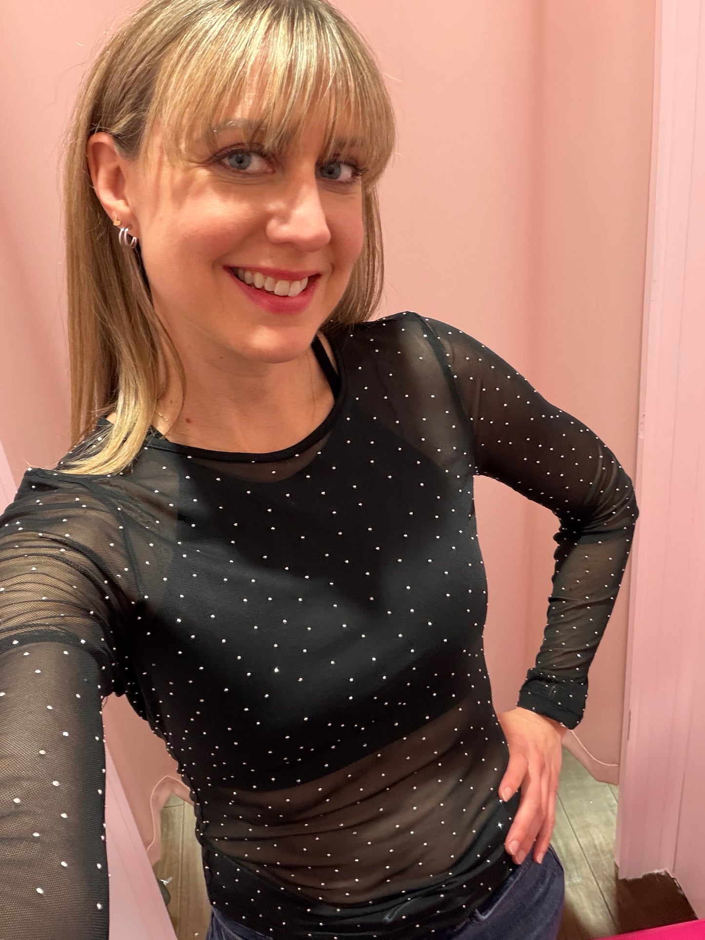 Sparkle Long Sleeve Top Black