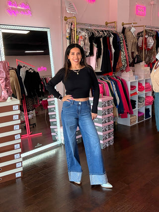 30" Cuff Crush Wide Leg Jeans