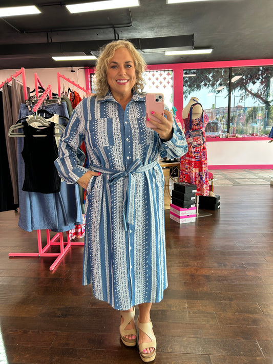 Curvy Embroidered Shirt Dress