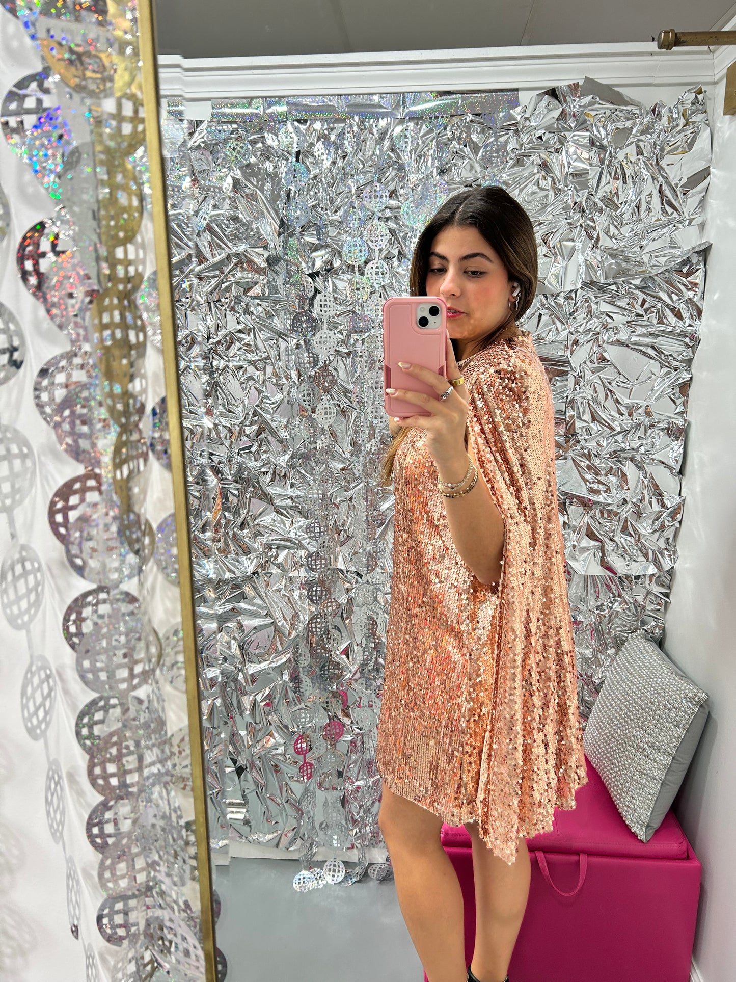 Sequin Cape Mini Dress