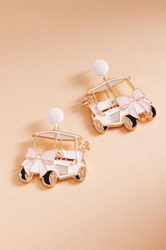 Golf Cart Enamel Earrings
