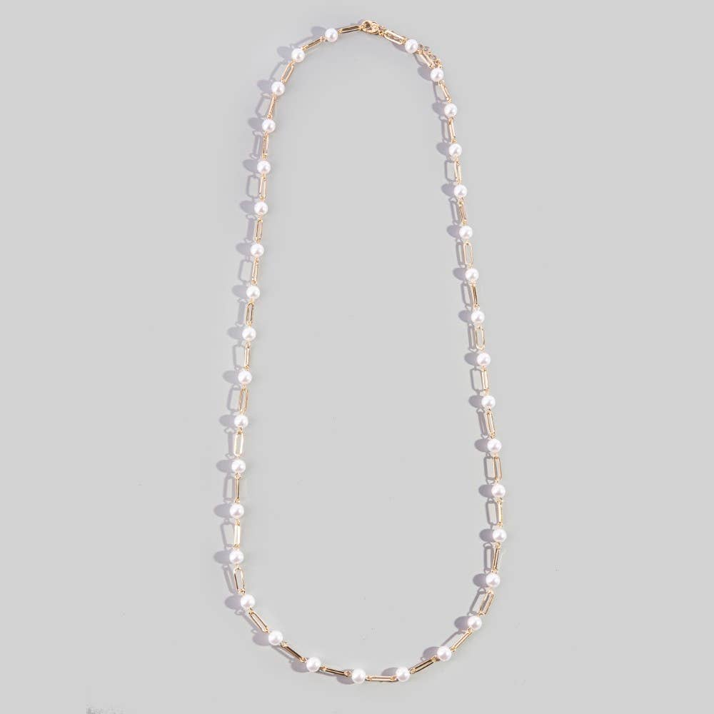 Pearl & Paperclip Chain Necklace