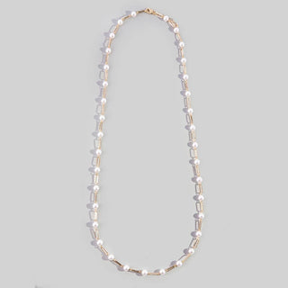 Pearl & Paperclip Chain Necklace