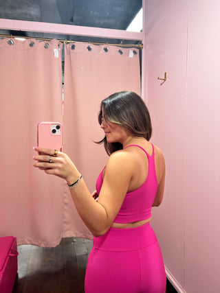 High Neck Sports Bra Pink