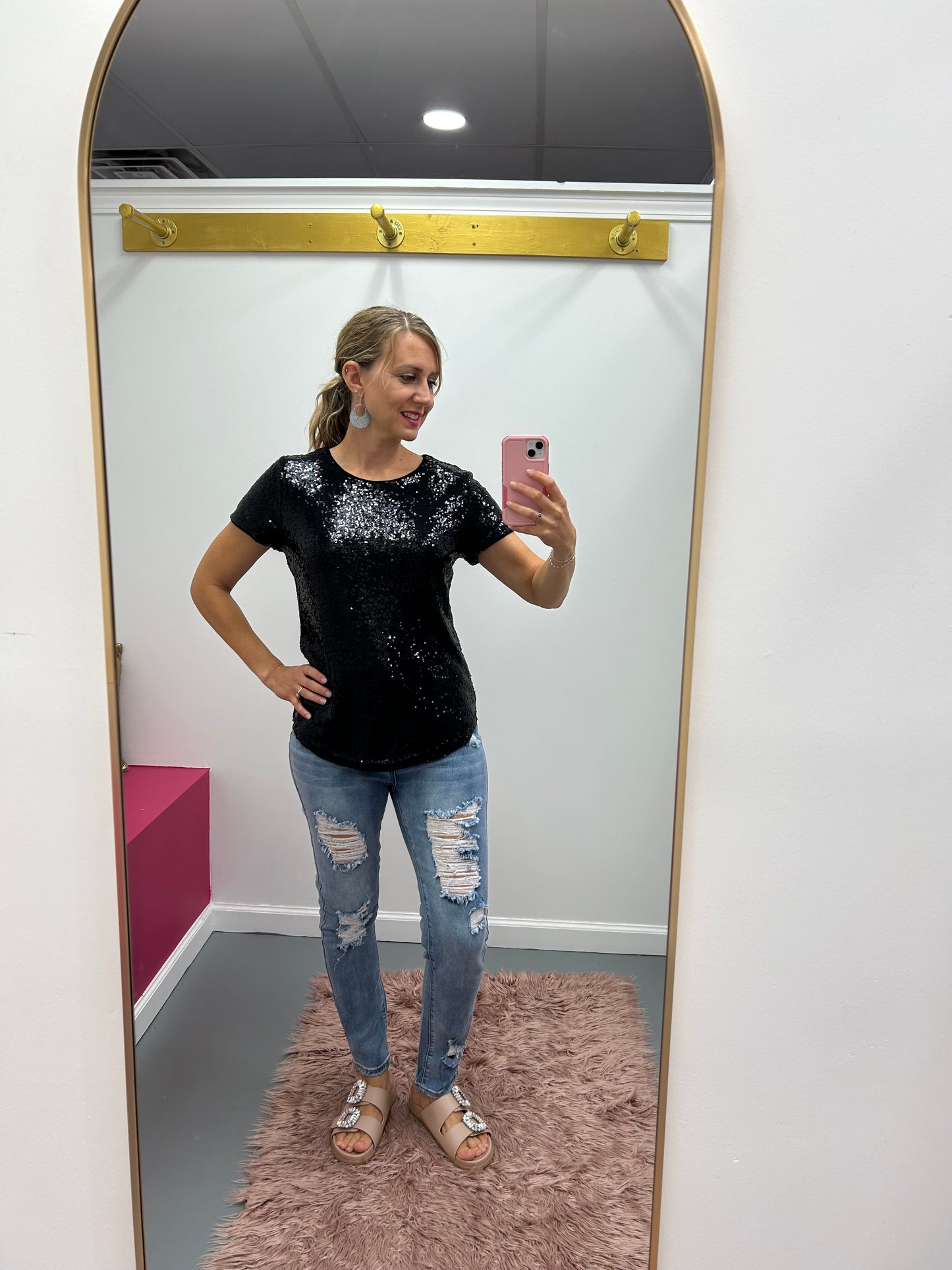 Sequin Top Black