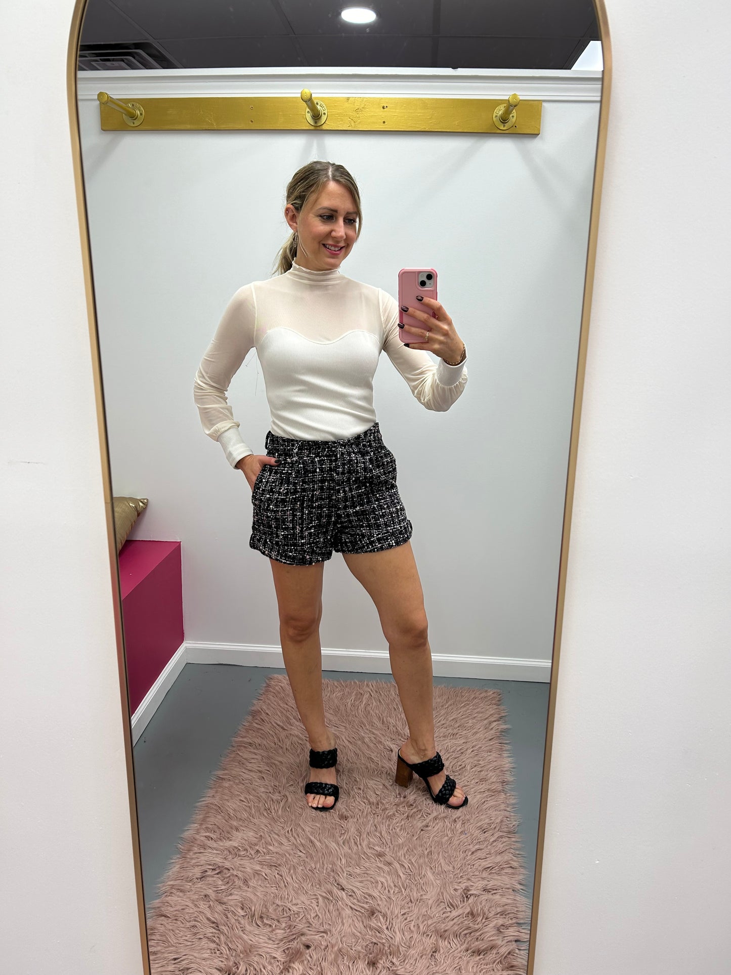 Plaid Shorts Black Ivory