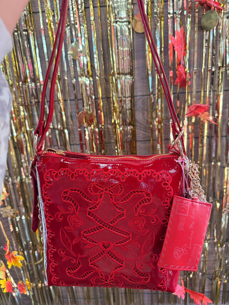 Ribbon Convertible Hobo Backpack Scarlet