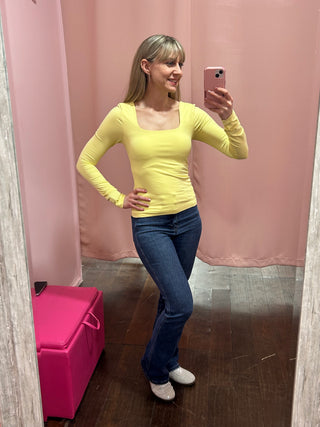 Square Neck LS Top Pineapple