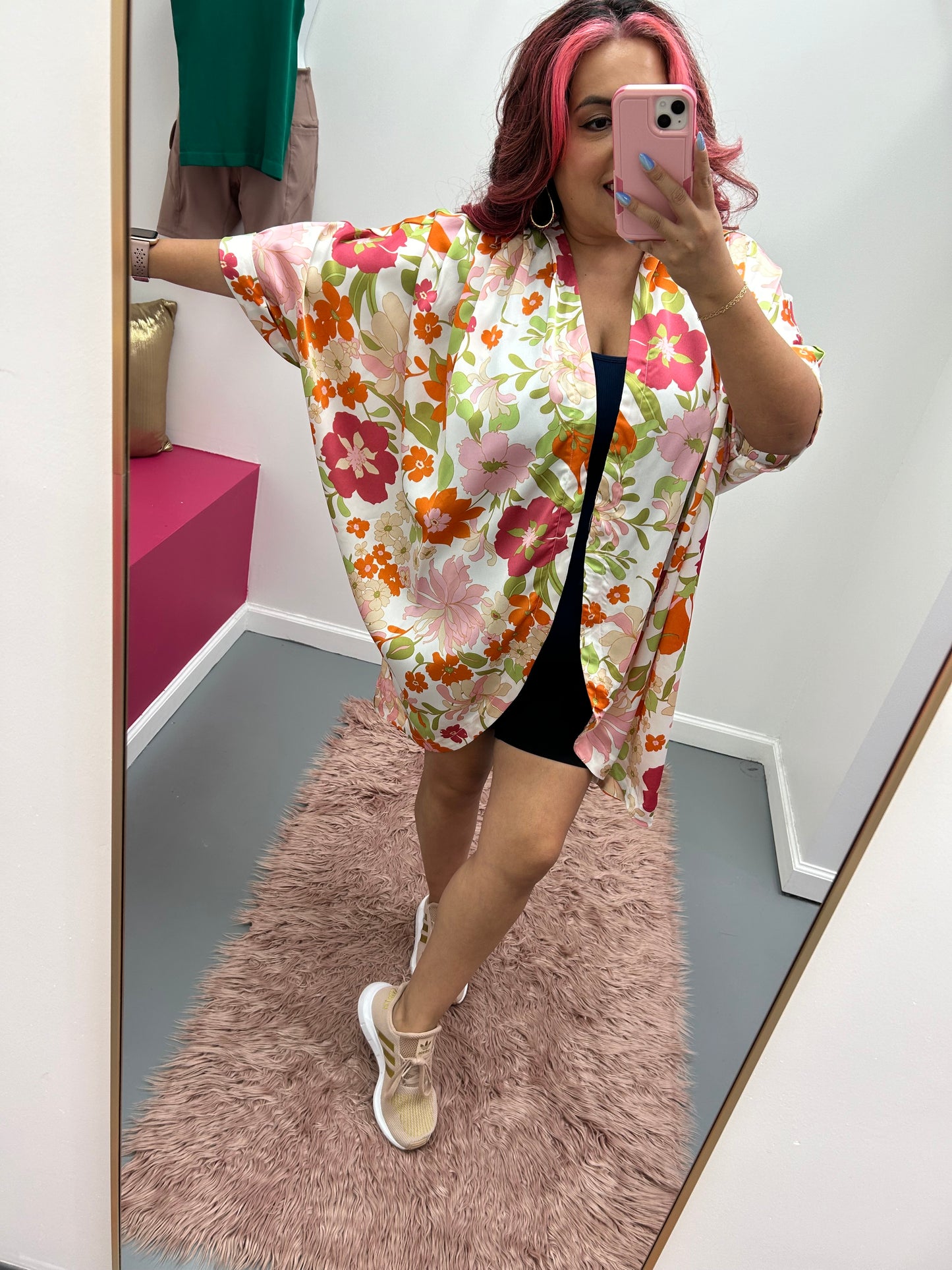 Satin Floral Kimono