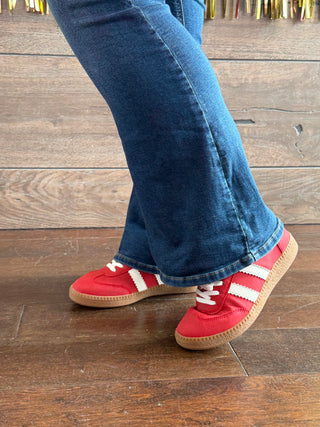Red Sneakers Leopard Accent