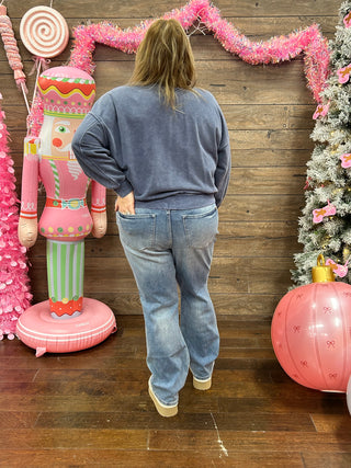 V Neck Sweatshirt Denim