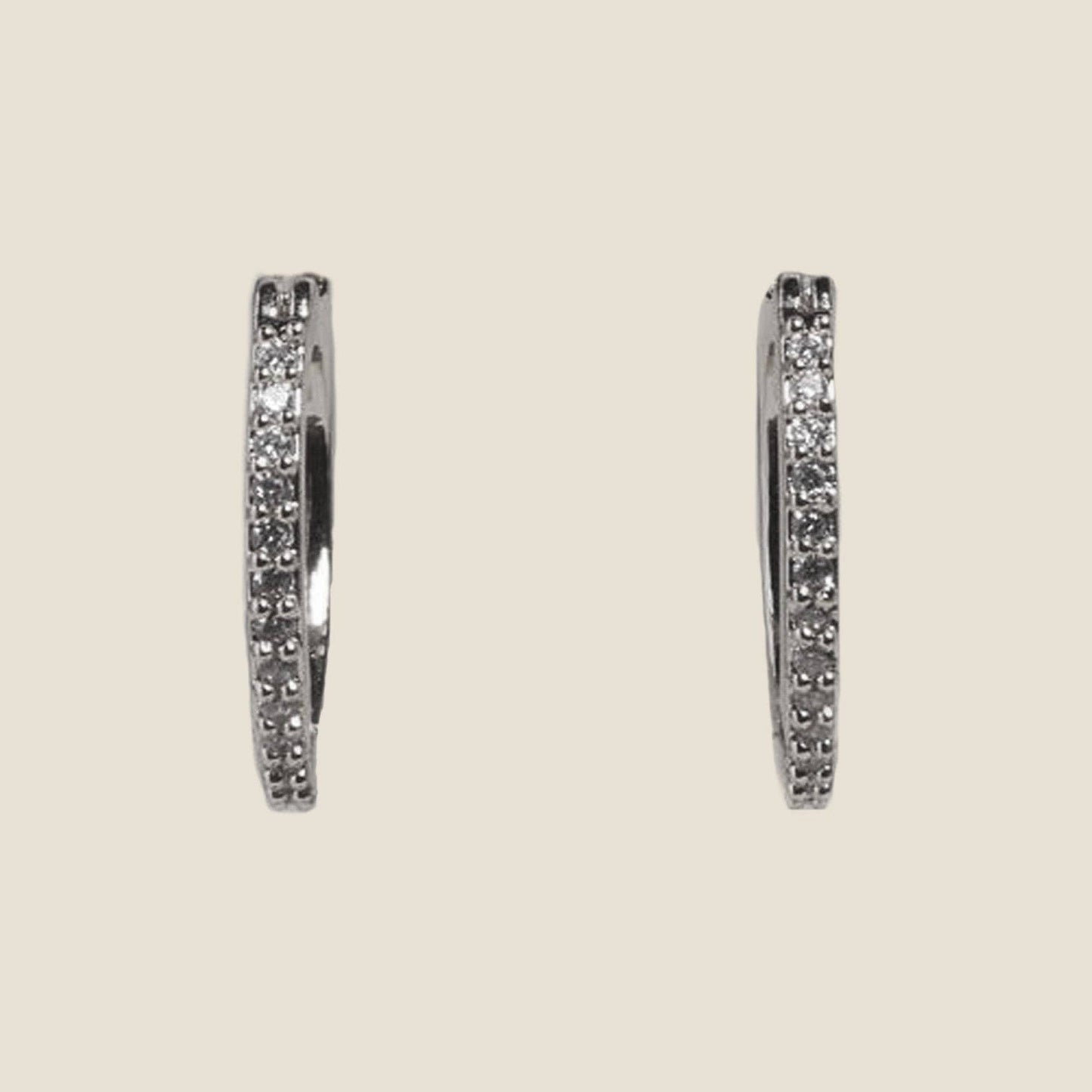 Silver Pave Hoops