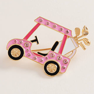 Golf Cart Clubs Pin Brooch Pink