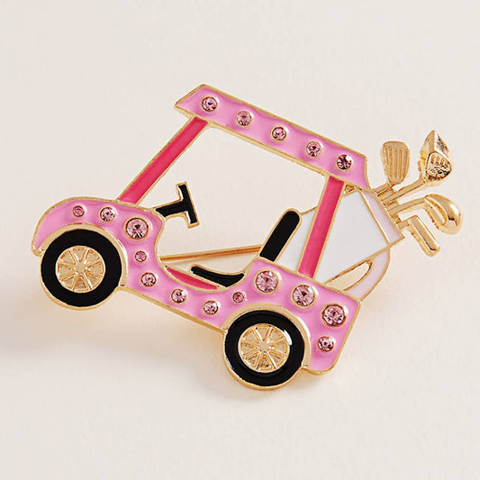 Golf Cart Clubs Pin Brooch Pink