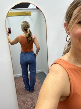 Chambray Wide Leg Pant