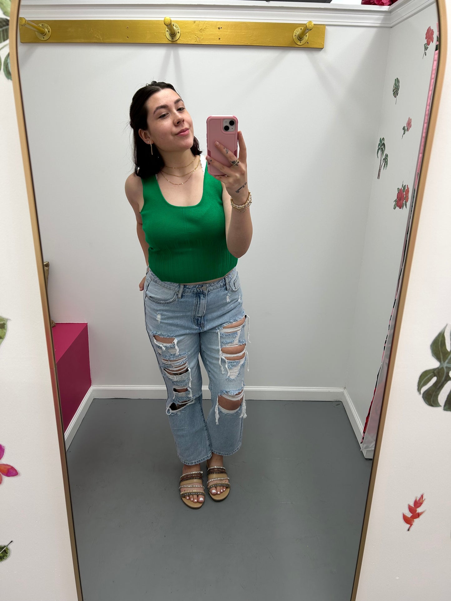 Hi-Rise Destroyed Cropped BF Jeans