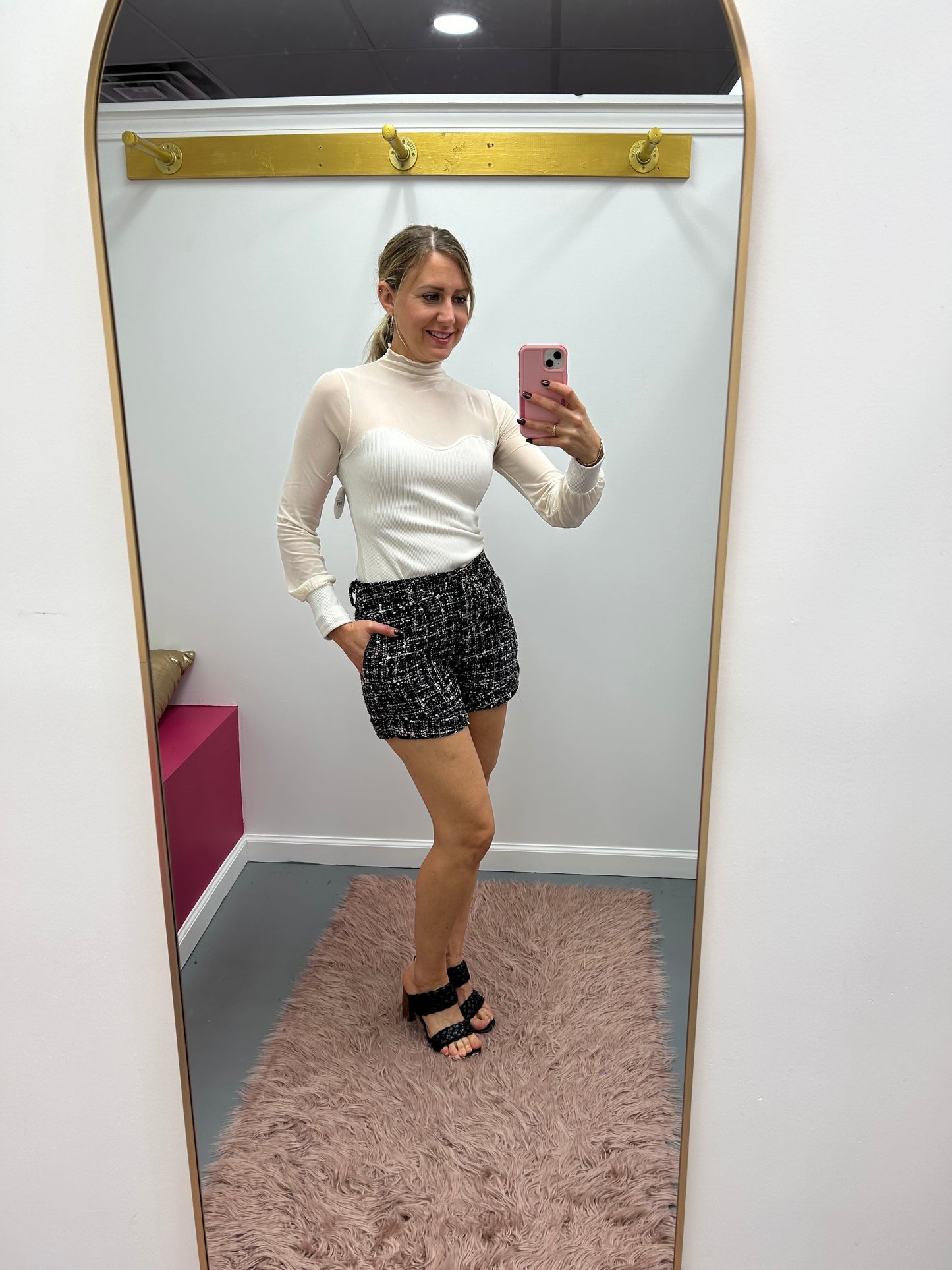 Plaid Shorts Black Ivory