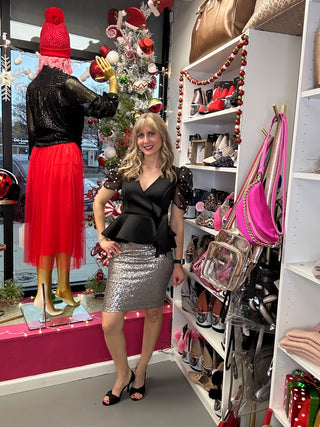 Sequin Skirt Gunmetal