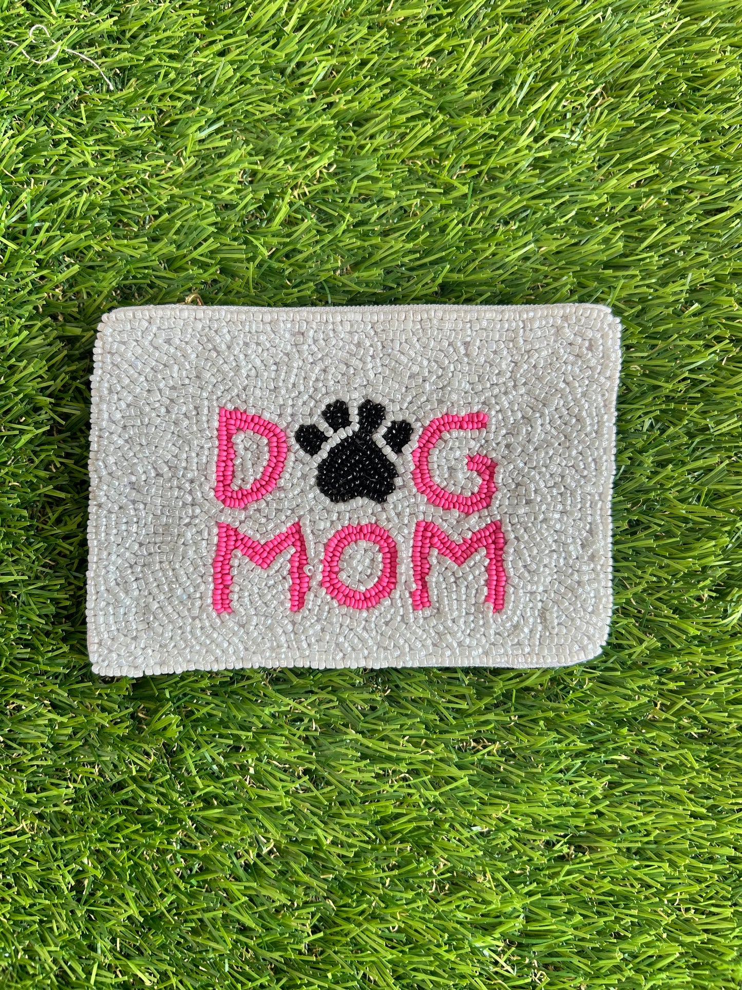 Seed Beaded Dog Mom Coin Purse