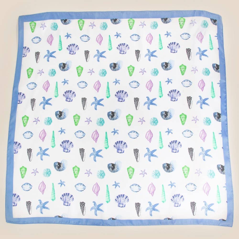 Seashells Bandana Scarf - Blue