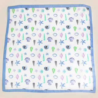 Seashells Bandana Scarf - Blue