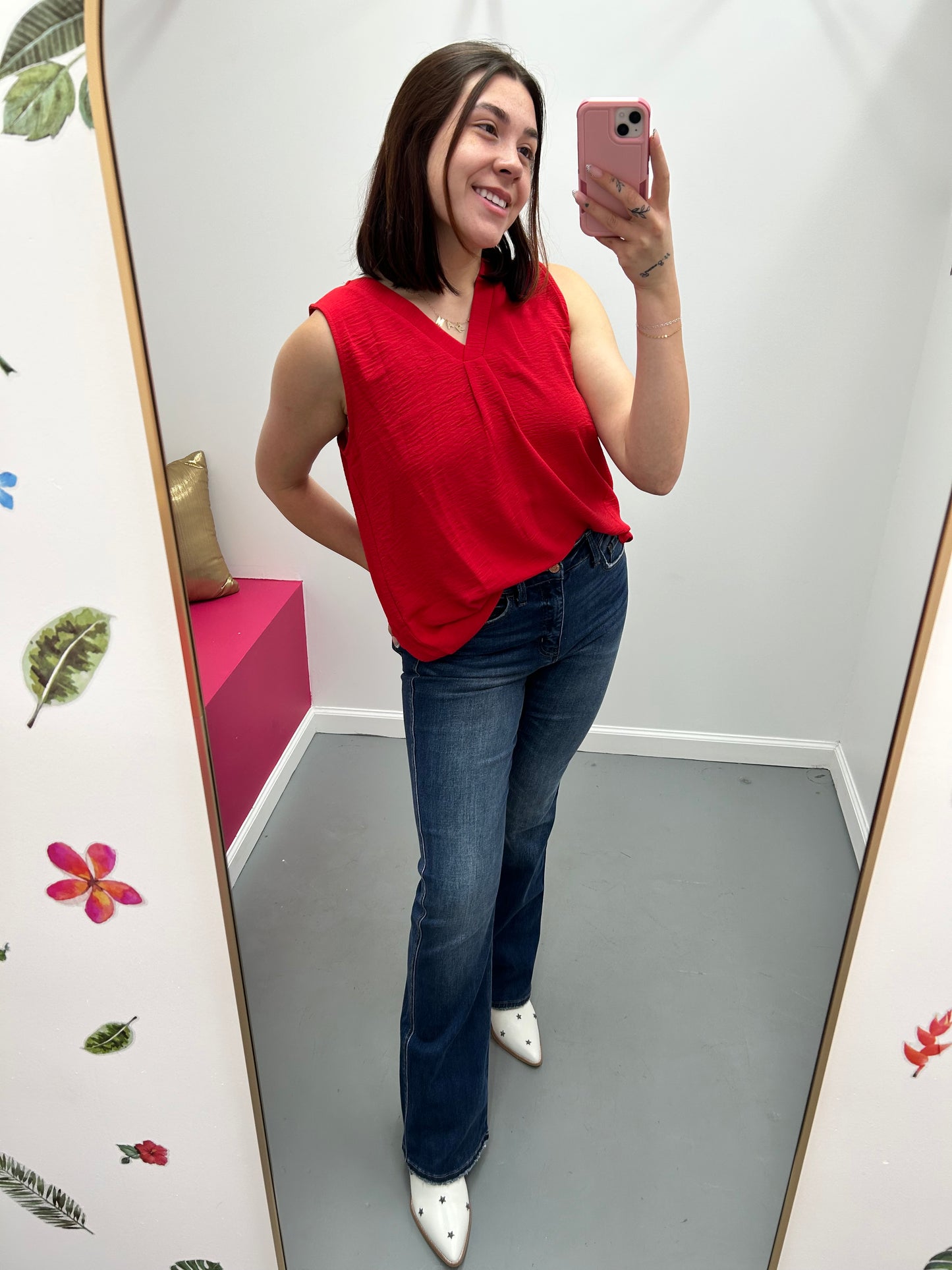 Layering Tank V-Neck/ Red