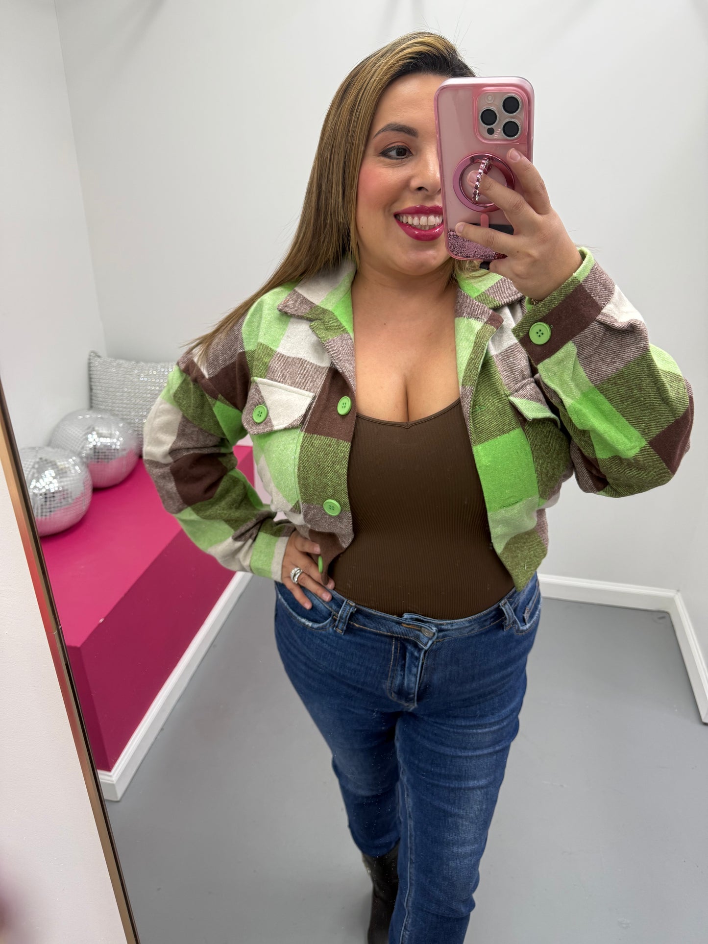 Cropped Plaid Jacket