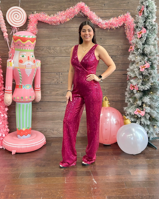 Sequin Jumpsuit Magenta