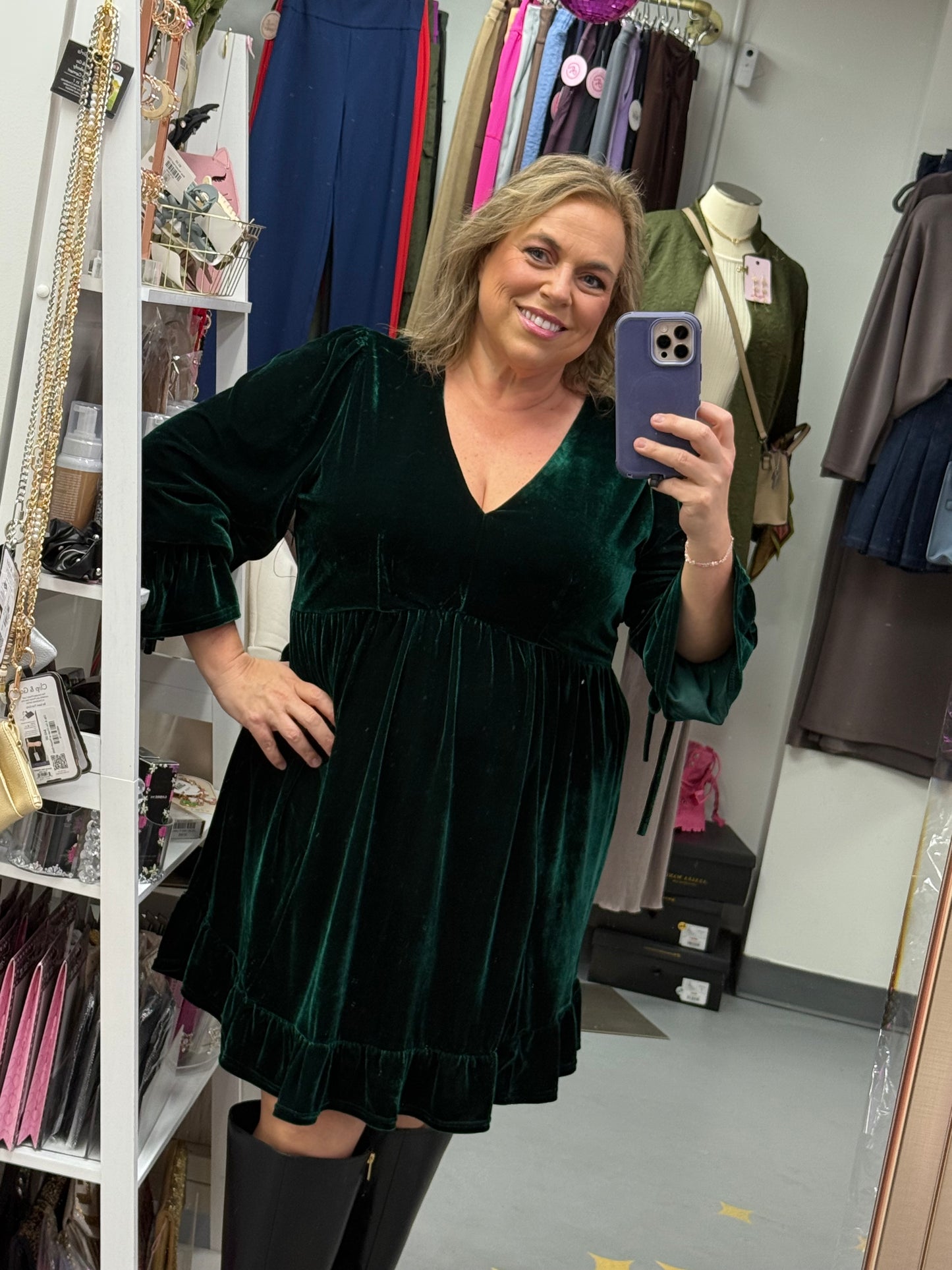 Curvy Velvet Dress Emerald