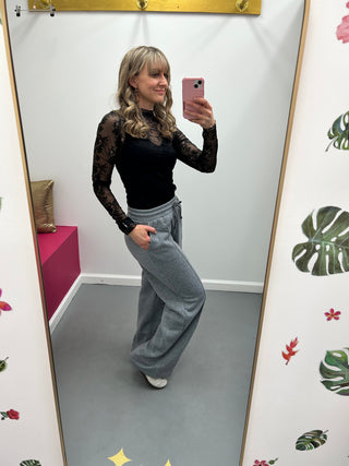 Wide Leg Scuba Sweatpants Gray