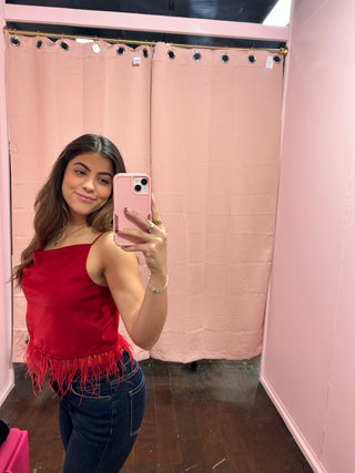 Feather Cami Red