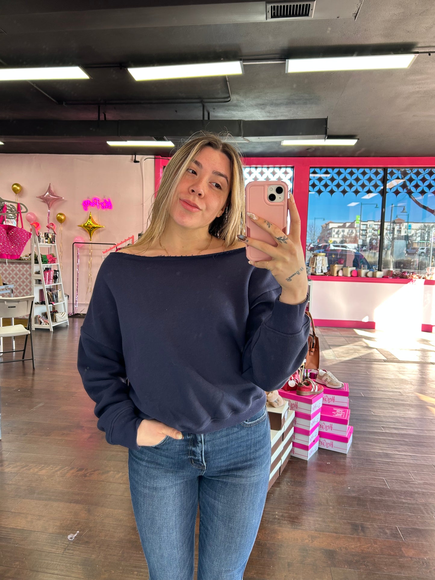 Off The Shoulder Sweatshirt Espresso