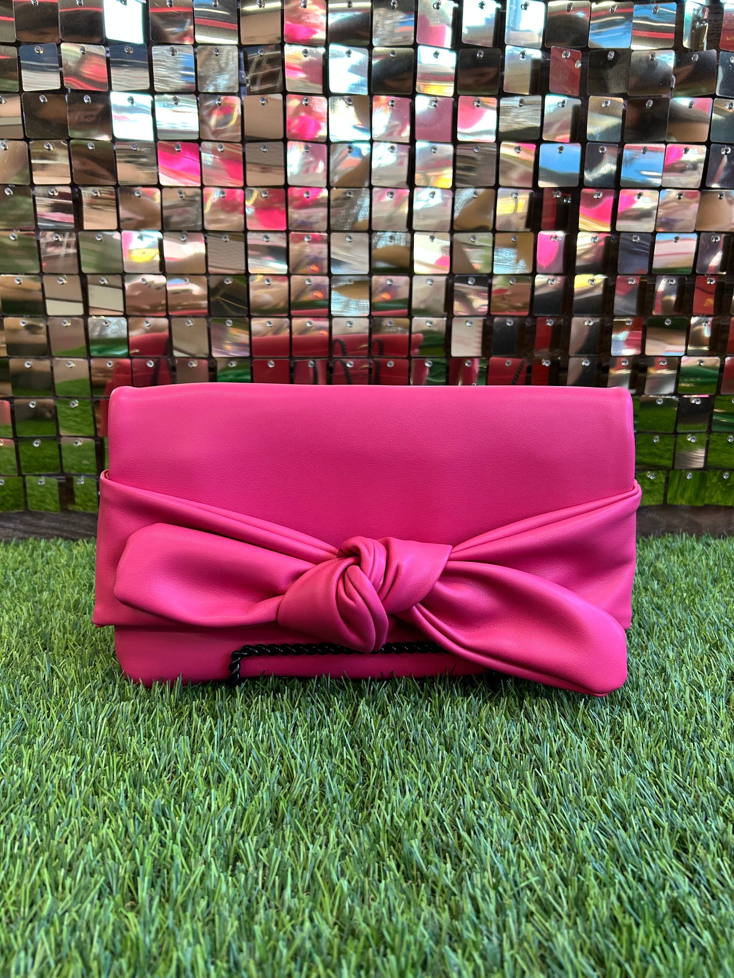 Bow Clutch Crossbody Bag Pink