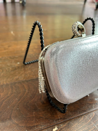 Dripping Sparkle Clutch Silver