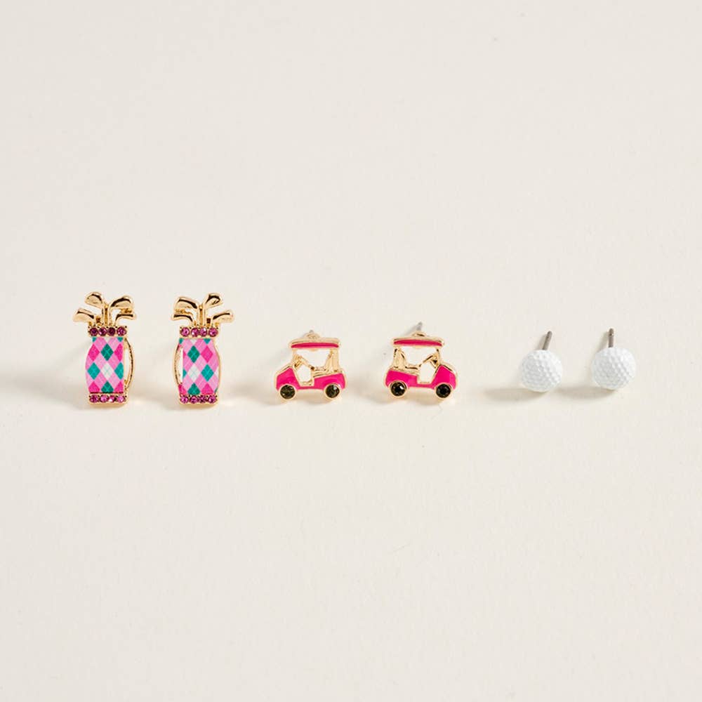 Golf Ball Cart Bag Earring Set