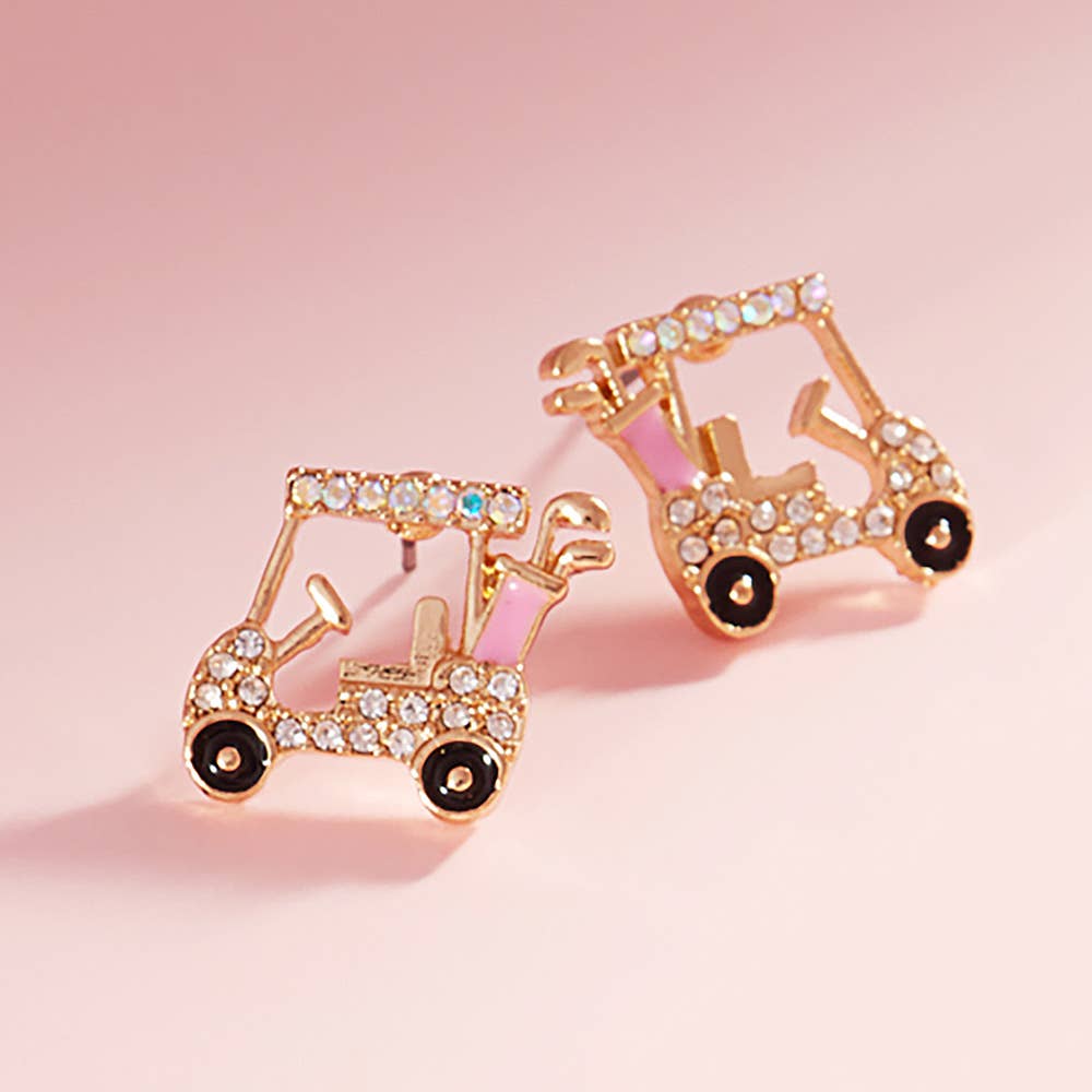 Pave Golf Cart Stud Earrings
